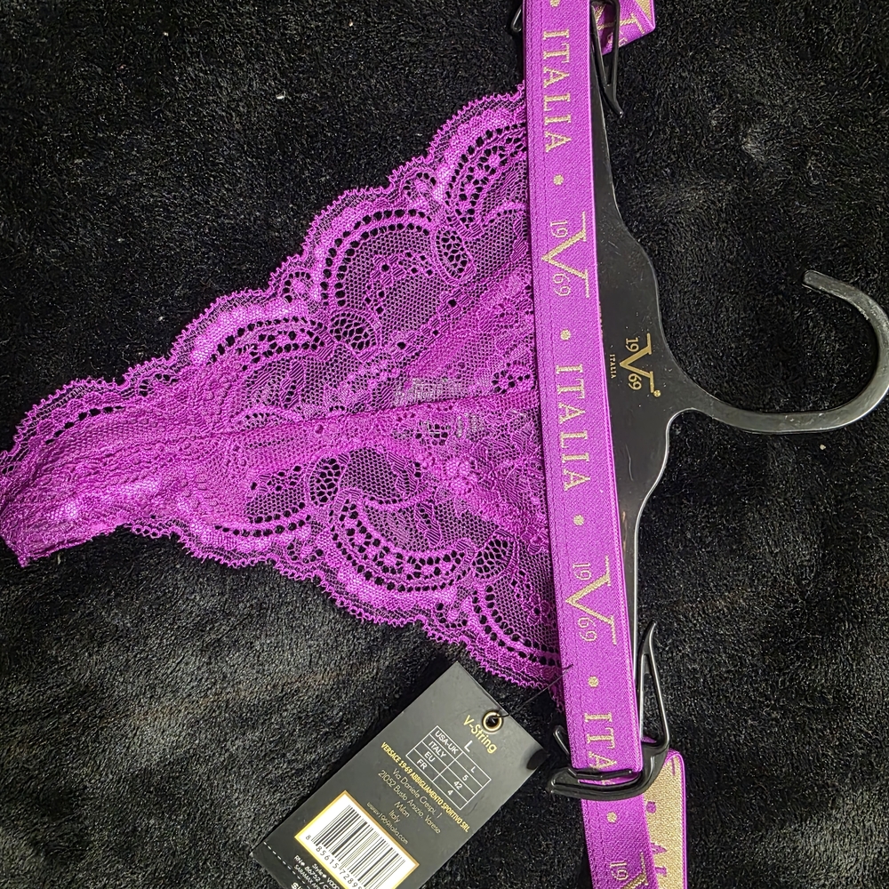 Versace Lace Thong - Magenta
